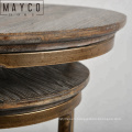 Mayco Modern Three Legs Wood and Iron Round 3 Piece Nesting Tables Plant Pot Stand